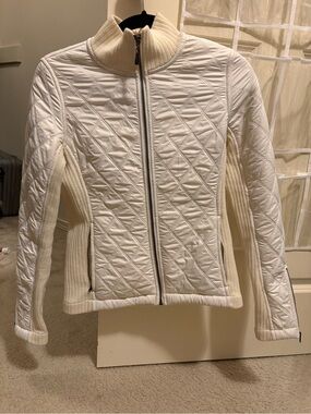 Prana Women's Quilted Cream Full-Zip Jacket